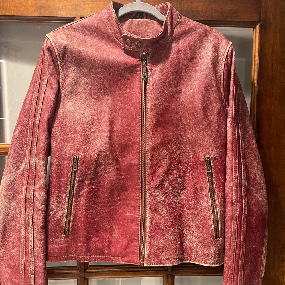 Rogue distressed red leather jacket by reilly olmes